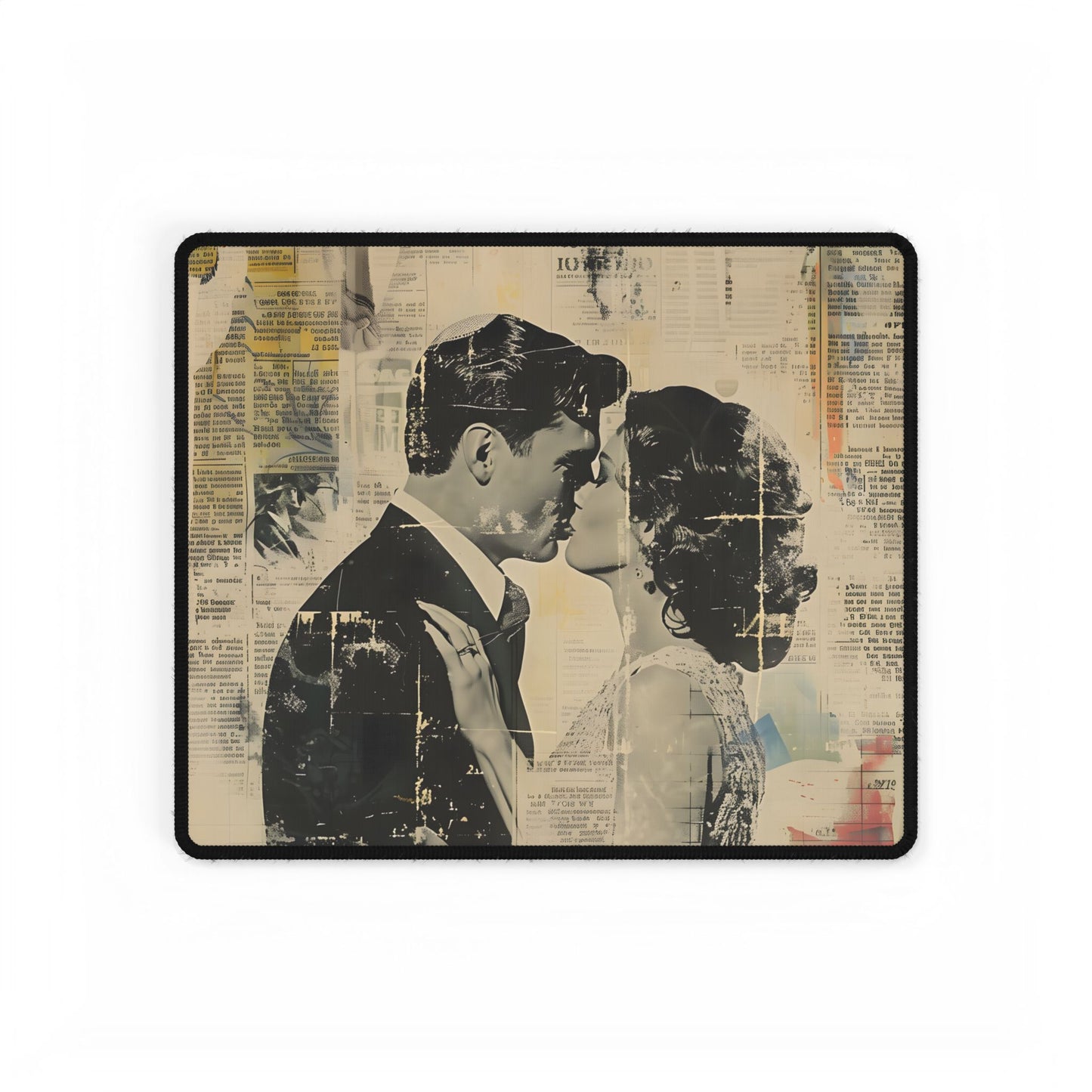 Vintage Romance: Celebratory Couple Art Poster - Desk Mat