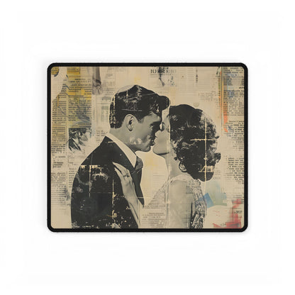 Vintage Romance: Celebratory Couple Art Poster - Desk Mat