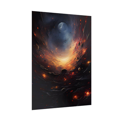 Cosmic Orbit: Six Planets Swirl Around a Black Hole - Poster
