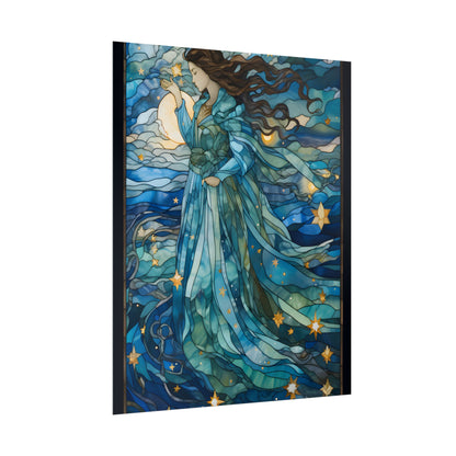 Medieval Stained Glass Art: A Colorful Church Window Piece - Poster