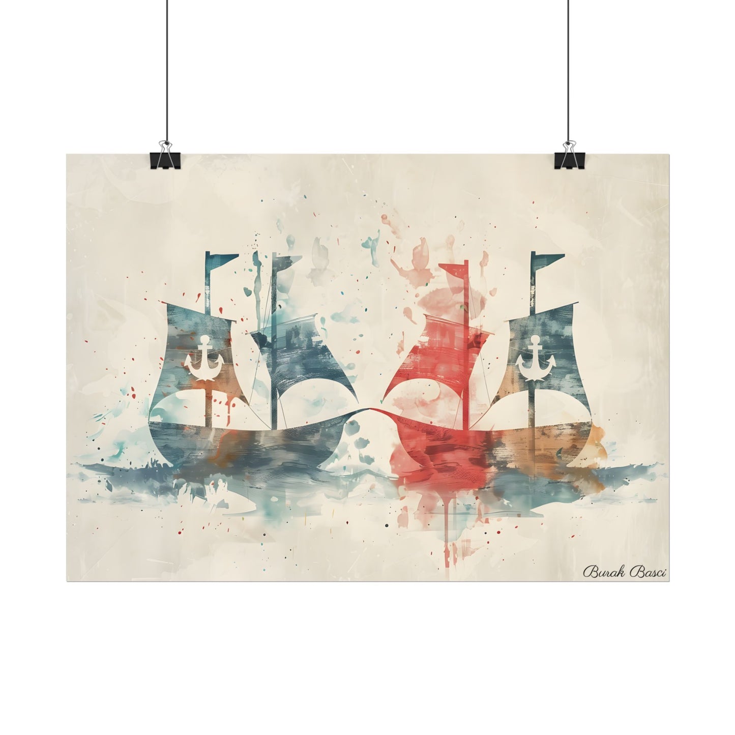 Vintage Nautical Flags: Antique Maritime Heraldry Illustration - Poster