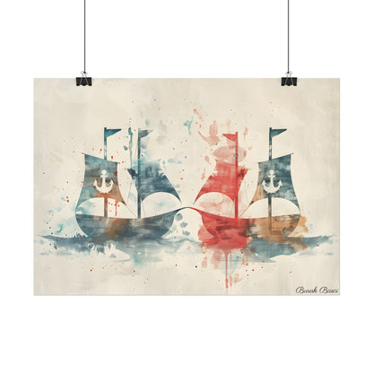 Vintage Nautical Flags: Antique Maritime Heraldry Illustration - Poster