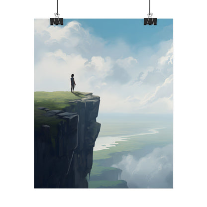 Spring Afternoon Outdoor Scene: Person Walking on Sidewalk - Poster