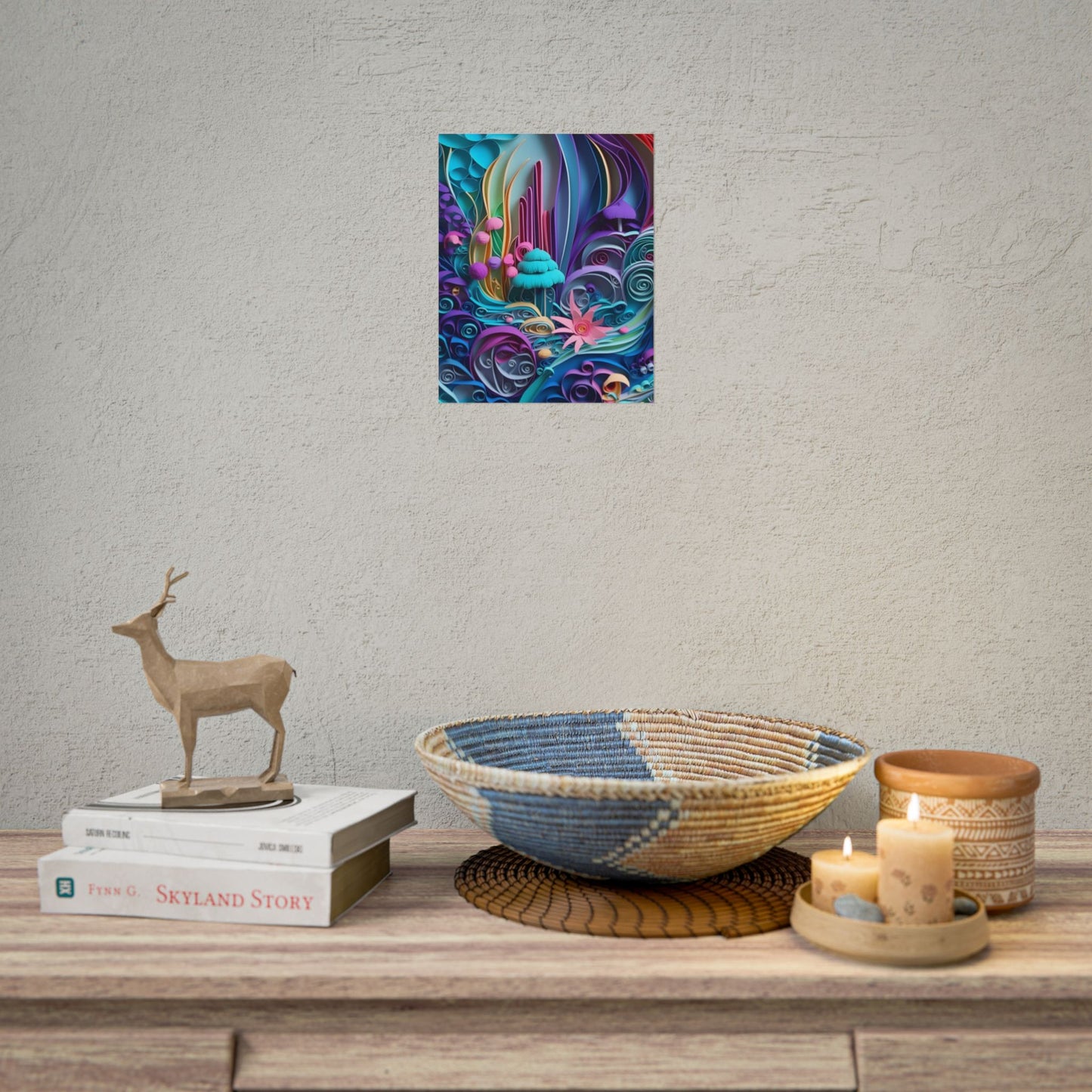 Vibrant Beach Landscape: Paper Quilling Artwork - Poster