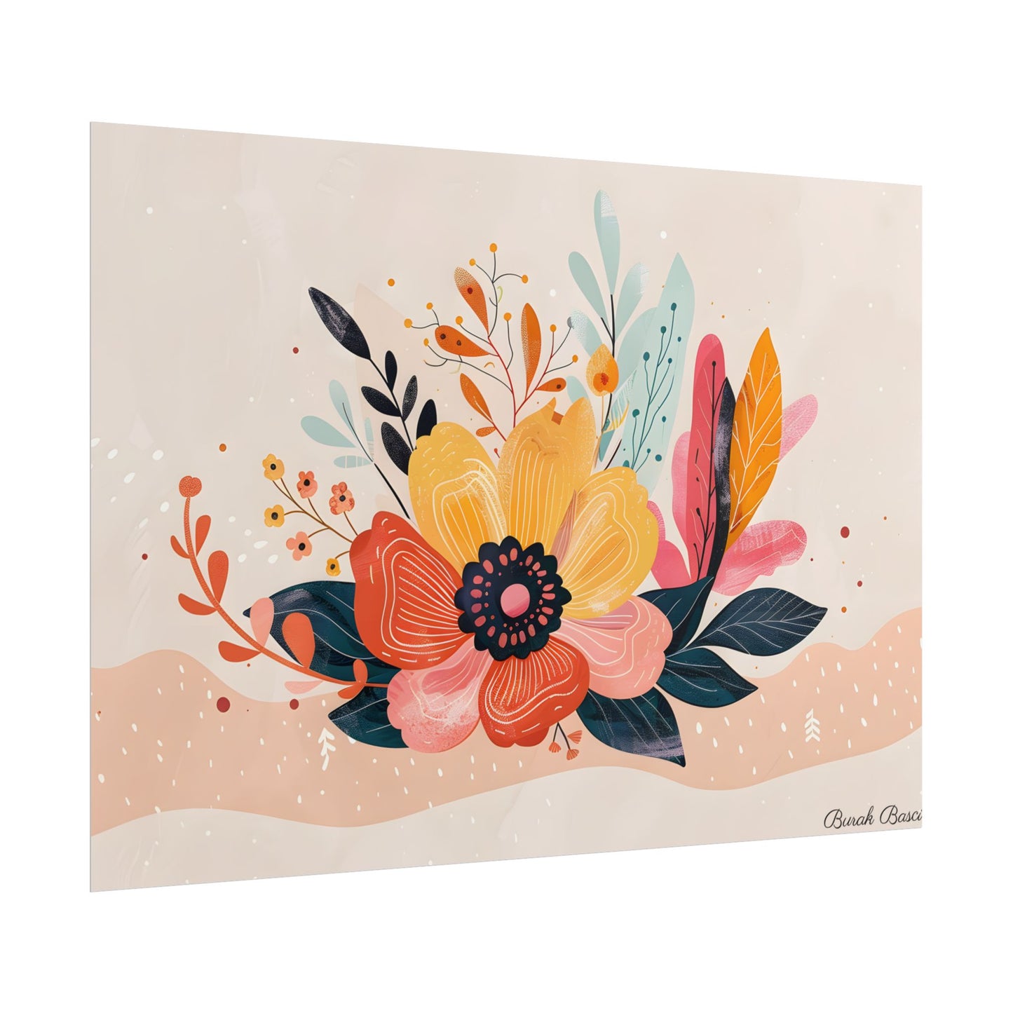 Blooming Growth: Vibrant Flower Artwork - Poster