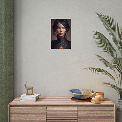 Realistic Female Portrait in Elegant Dress - Poster