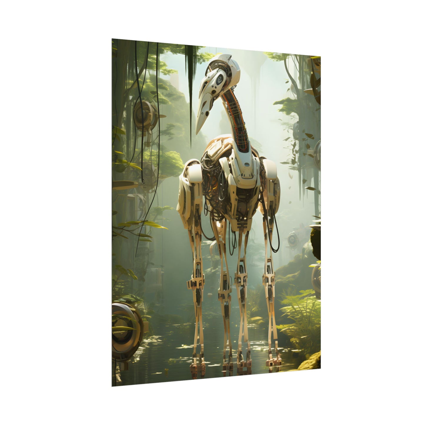 Robotic Guardians of Nature: Serene Wildlife Sanctuary Art - Poster