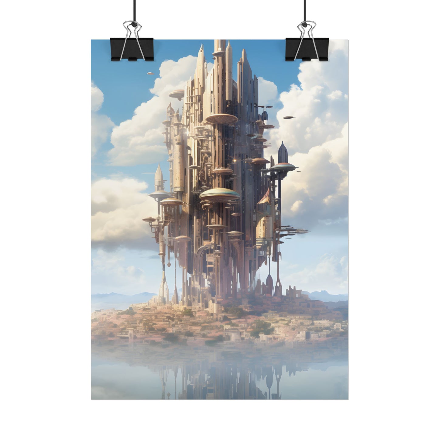 Breathtaking Floating Cityscape: Columbia 6 Digital Art - Poster