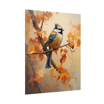 Vibrant Oak Branch: Colorful Leaves Oil Painting - Poster