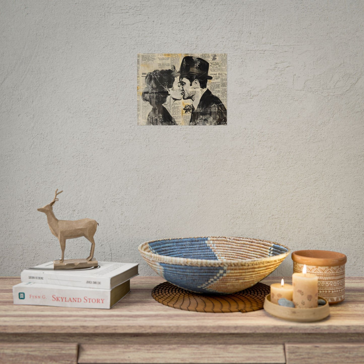 Vintage Romance Couples: Newsprint Artwork - Intimate Moments - Poster