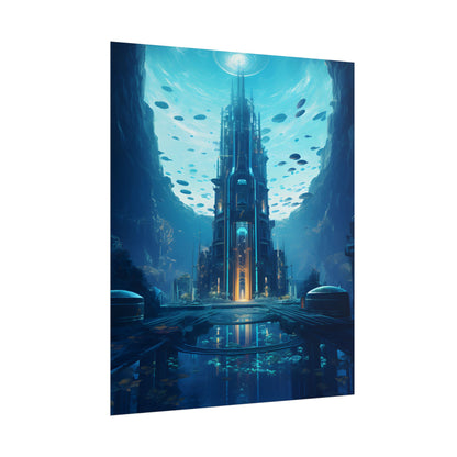 Dive into the Future: Submerged Metropol Underwater Cityscape - Poster