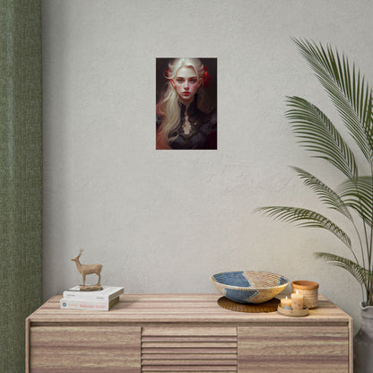 Beautiful Blonde Portrait: A Stunning Female in Black Top - Poster