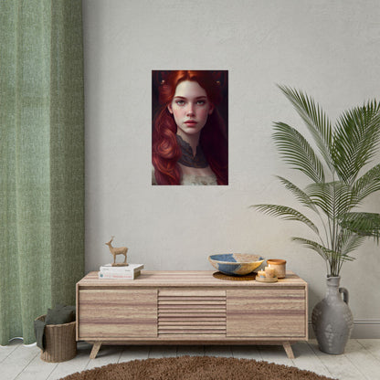 Beautiful Redhead Female Portrait: Classic Timeless Artwork - Poster