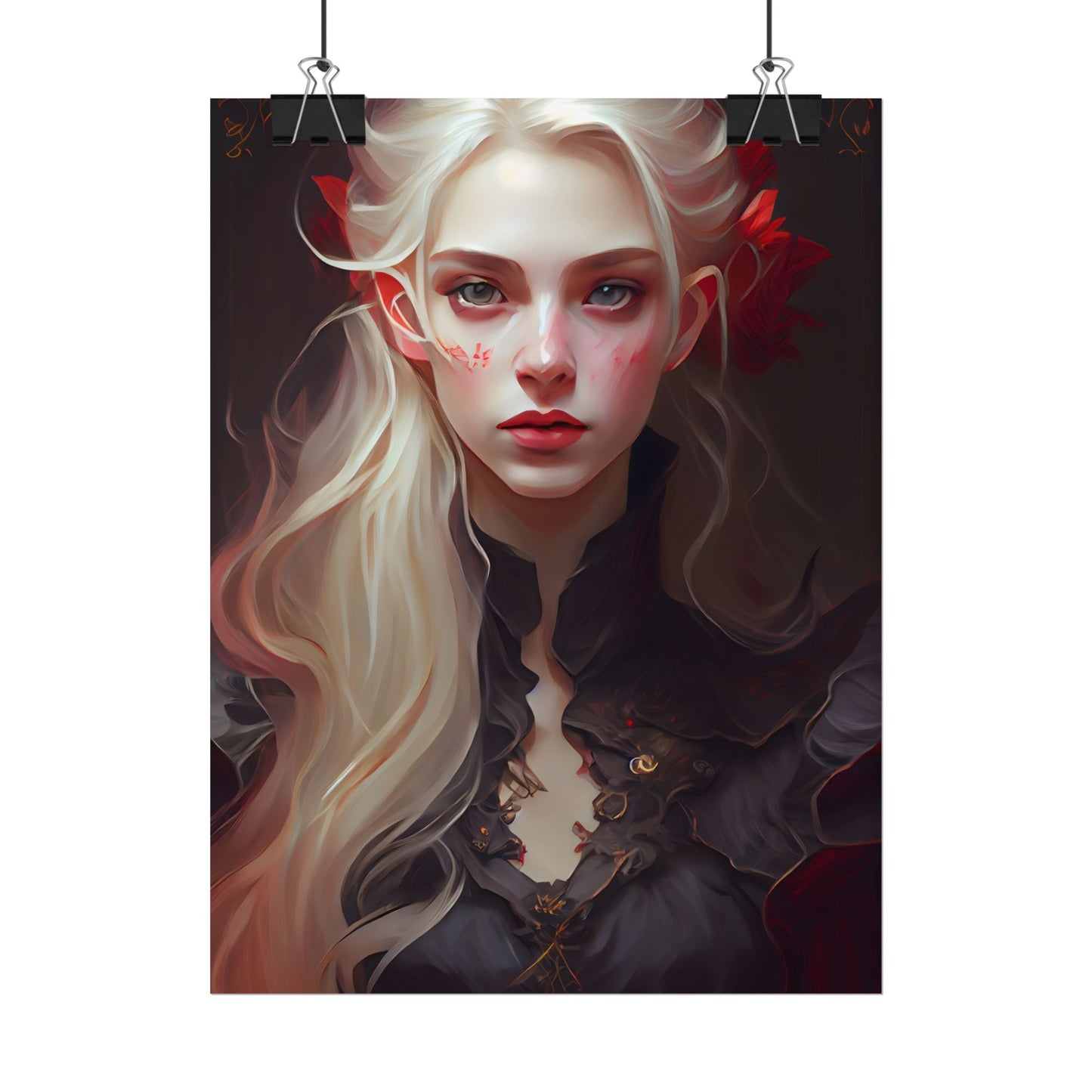 Beautiful Blonde Portrait: A Stunning Female in Black Top - Poster