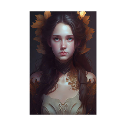 Brown Hair Female Portrait: Artistic Style Digital Art - Poster