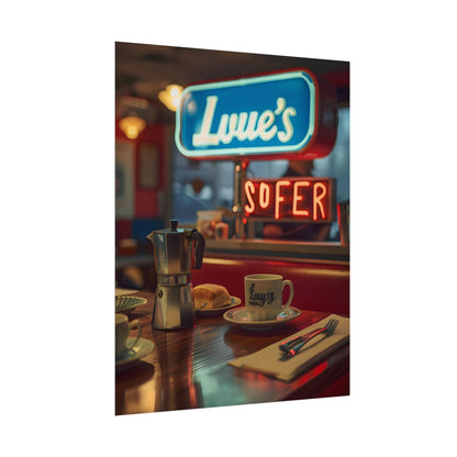 Retro Kitchen Diner Scene: Cozy Coffee Moment - Poster