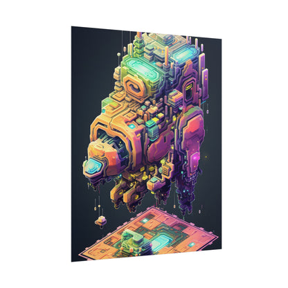 Pixel Punk Pets: Digital Artwork of Cyber-Pets in Pixelated World - Poster
