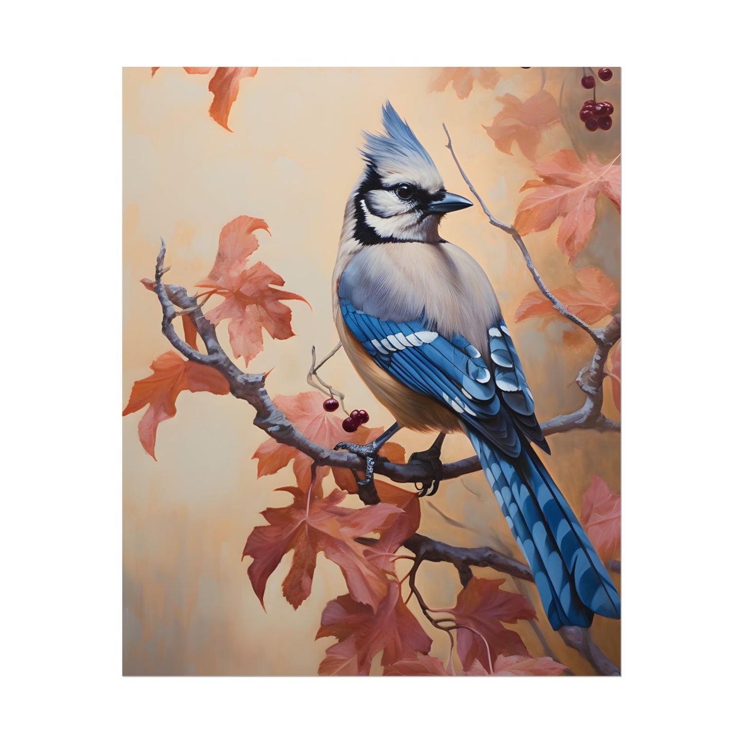 Autumn Oak Branch: Oil Painting Artwork - Poster