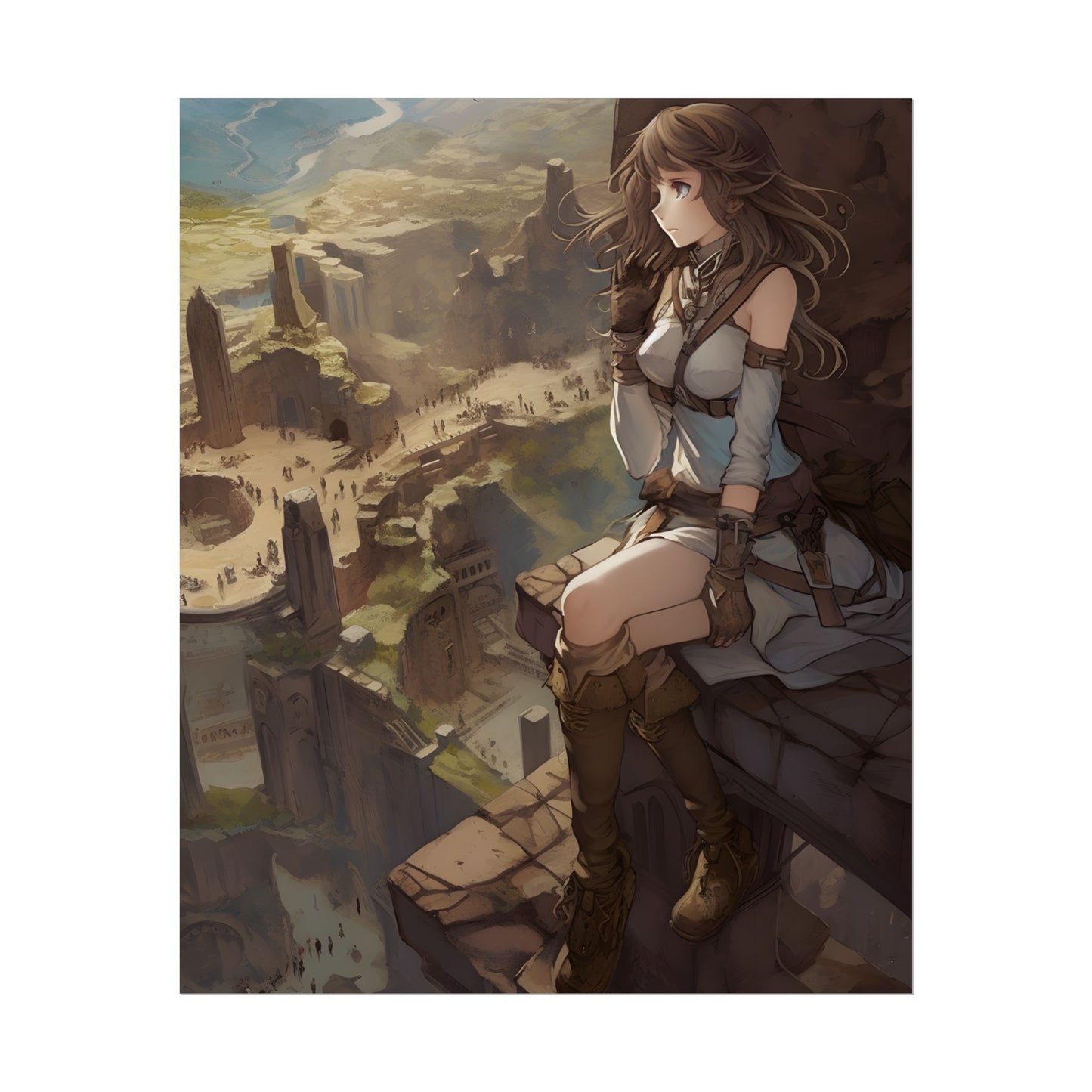 Heroic Bird's Eye View: A Detailed Anime Scene - Poster