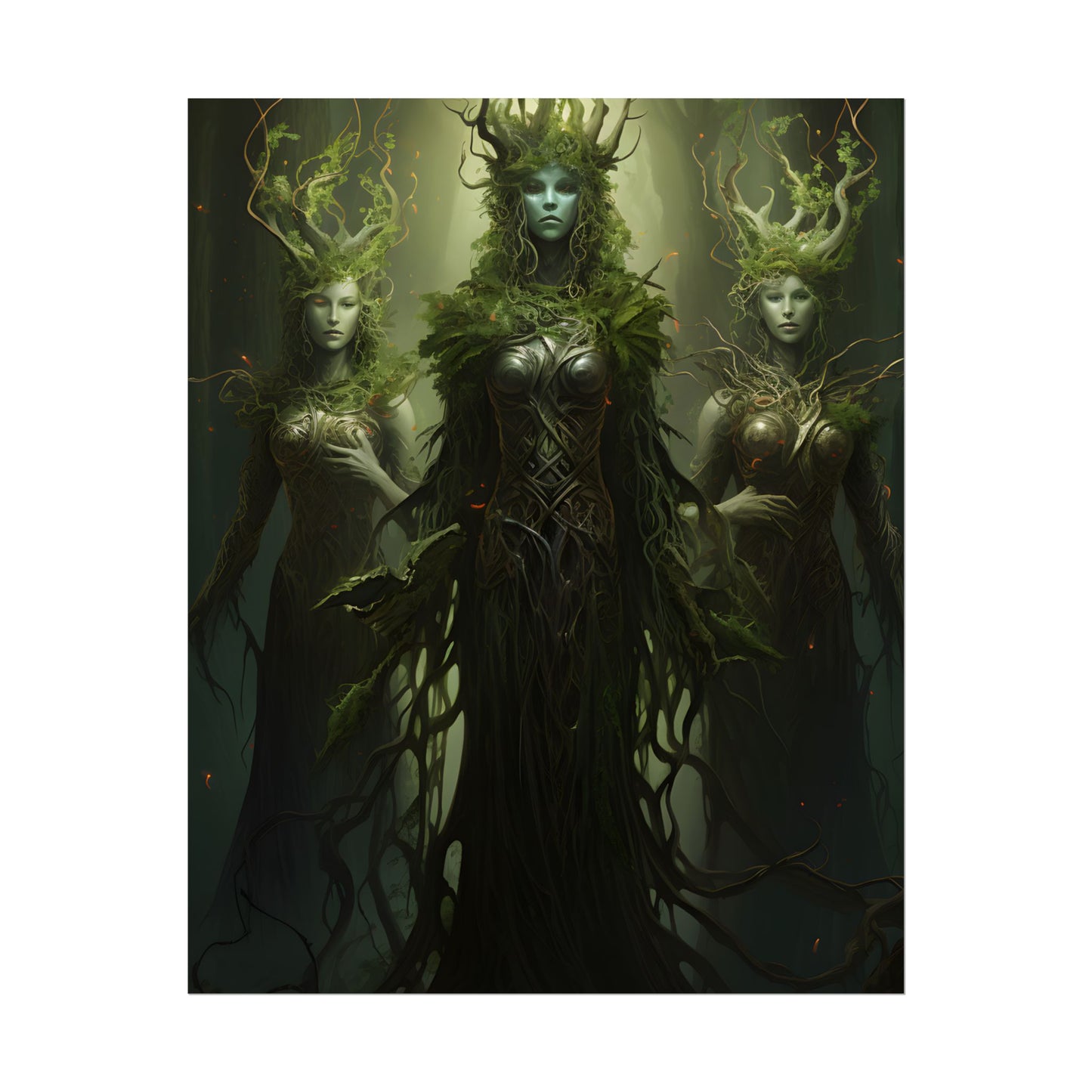 Mystical Forest Guardians: Ancient Tree Spirits Digital Art - Poster