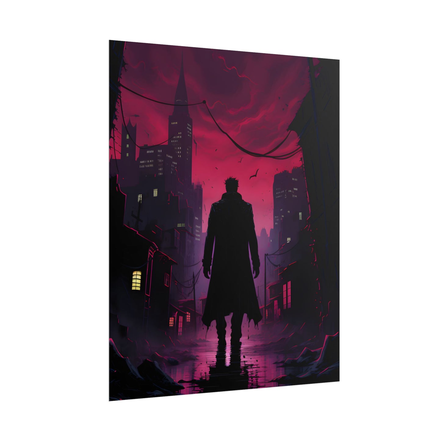 Gritty Urban Scene: Detective in Thought - Poster