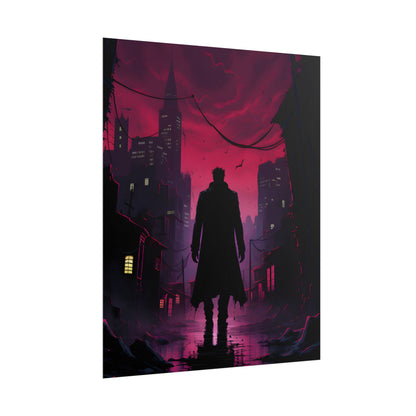 Gritty Urban Scene: Detective in Thought - Poster