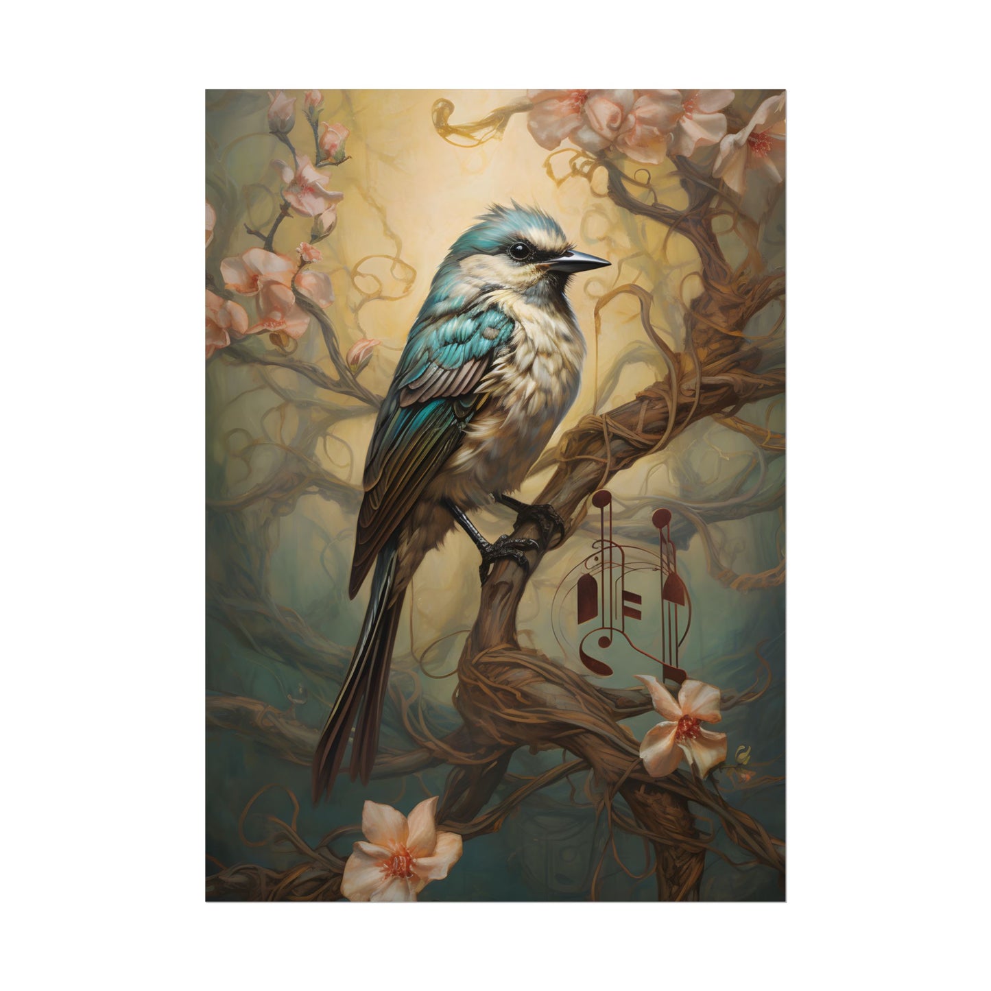 Blue Beauty: A Majestic Songbird in Nature - Poster