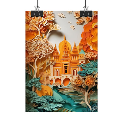 Colorful Indian Paper Quilling Art: Beautiful Landscape - Poster