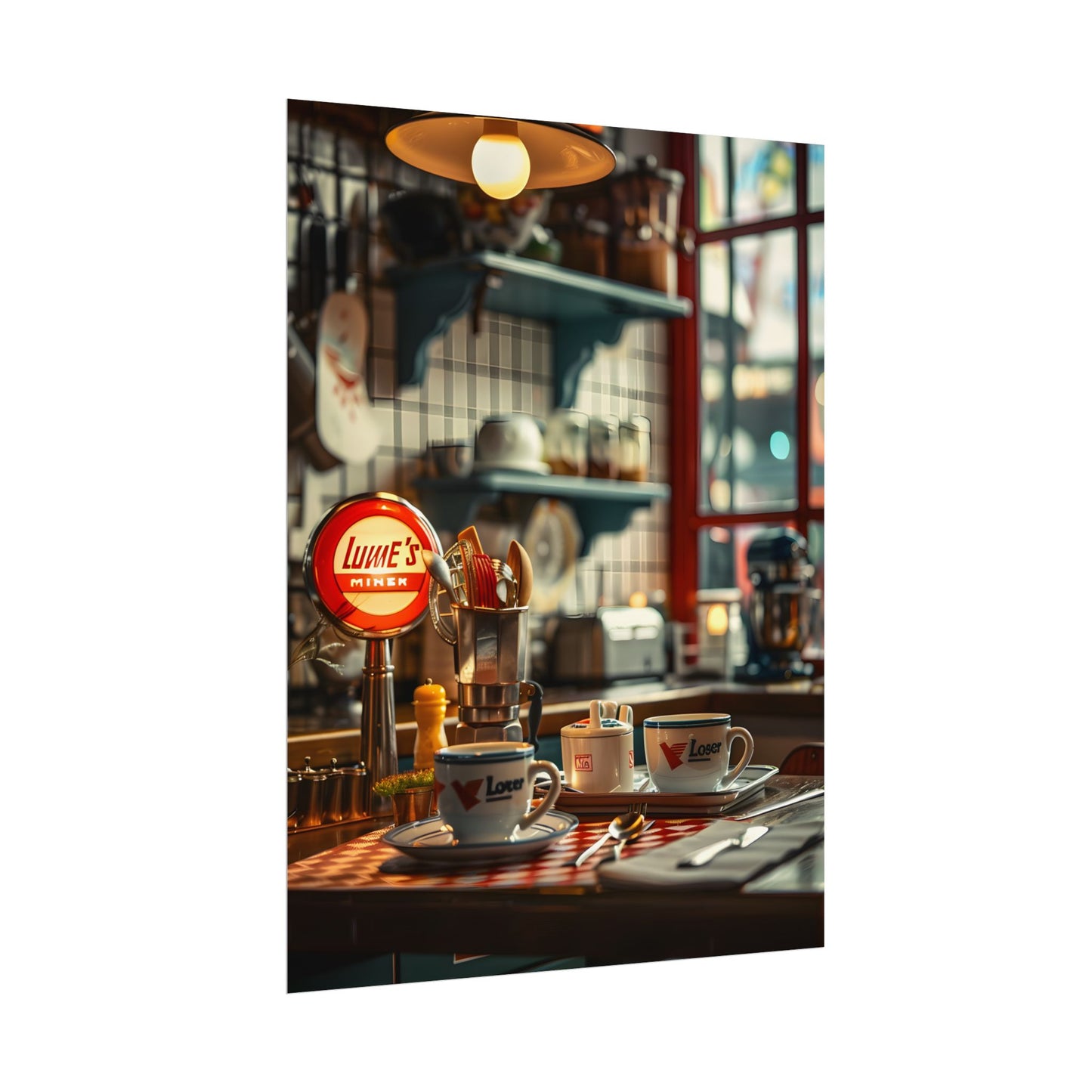 Retro Warmth: Cozy Lukes Diner Coffee Scene Art - Poster
