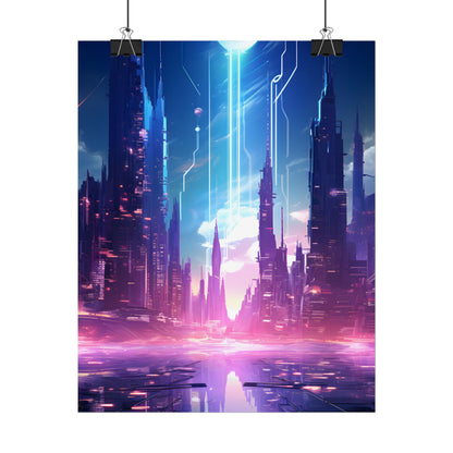 Futuristic Cityscape: Cyberpunk Dreams in a Dystopian World - Poster