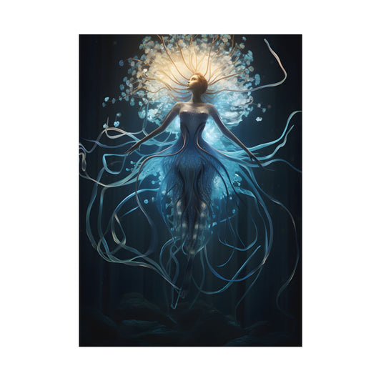 Bioluminescent Underwater Ballet: A Mesmerizing Dance - Poster