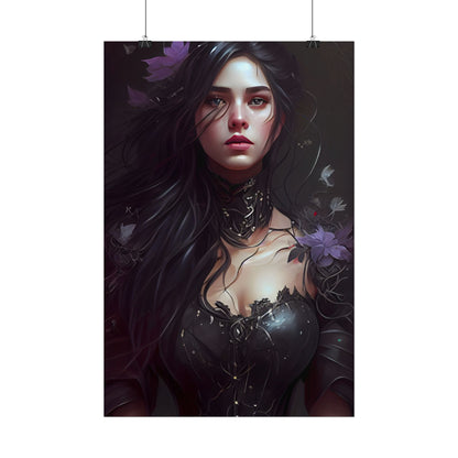 Striking Woman Portrait: Black Hair Artwork - Poster