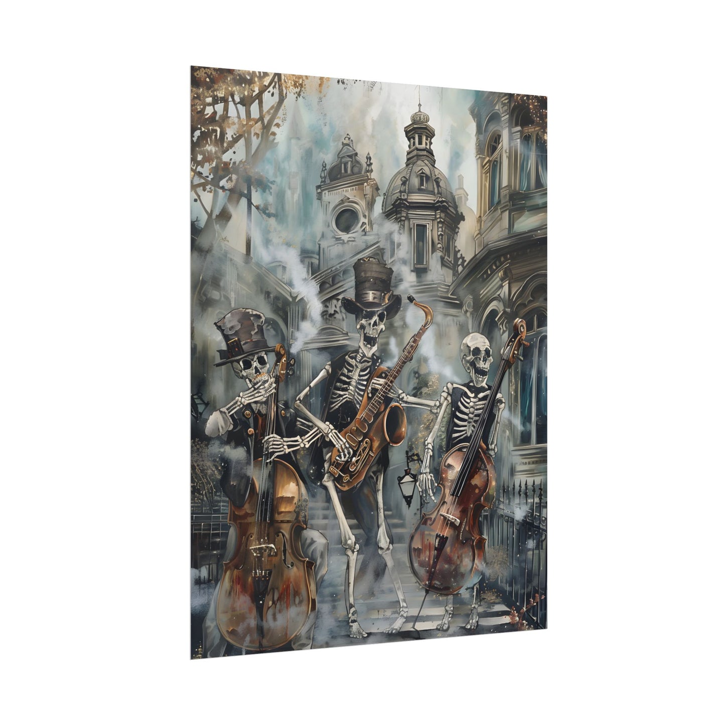 Victorian Lowbrow Jazz: Skeleton Band in Artistic Swing - Poster