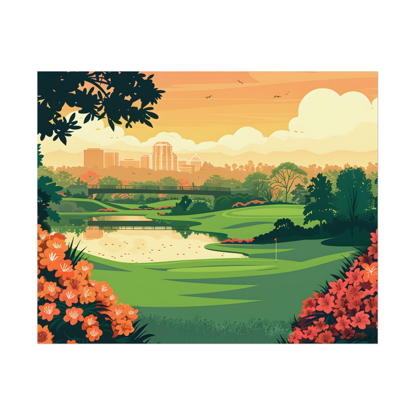 Retro Golf Illustration: Augusta National Georgia - Poster
