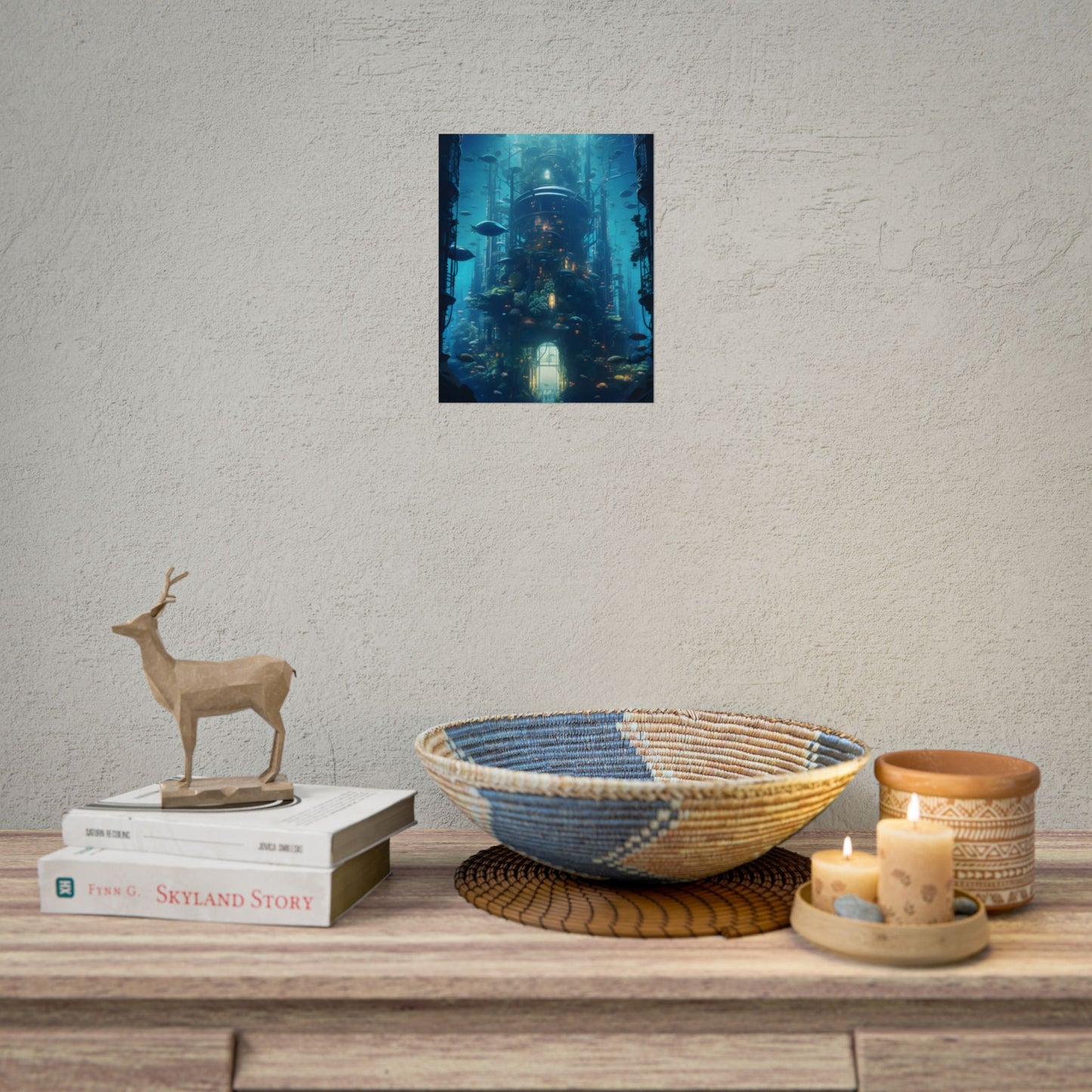 Futuristic Underwater City: Blue Horizon Digital Art - Poster
