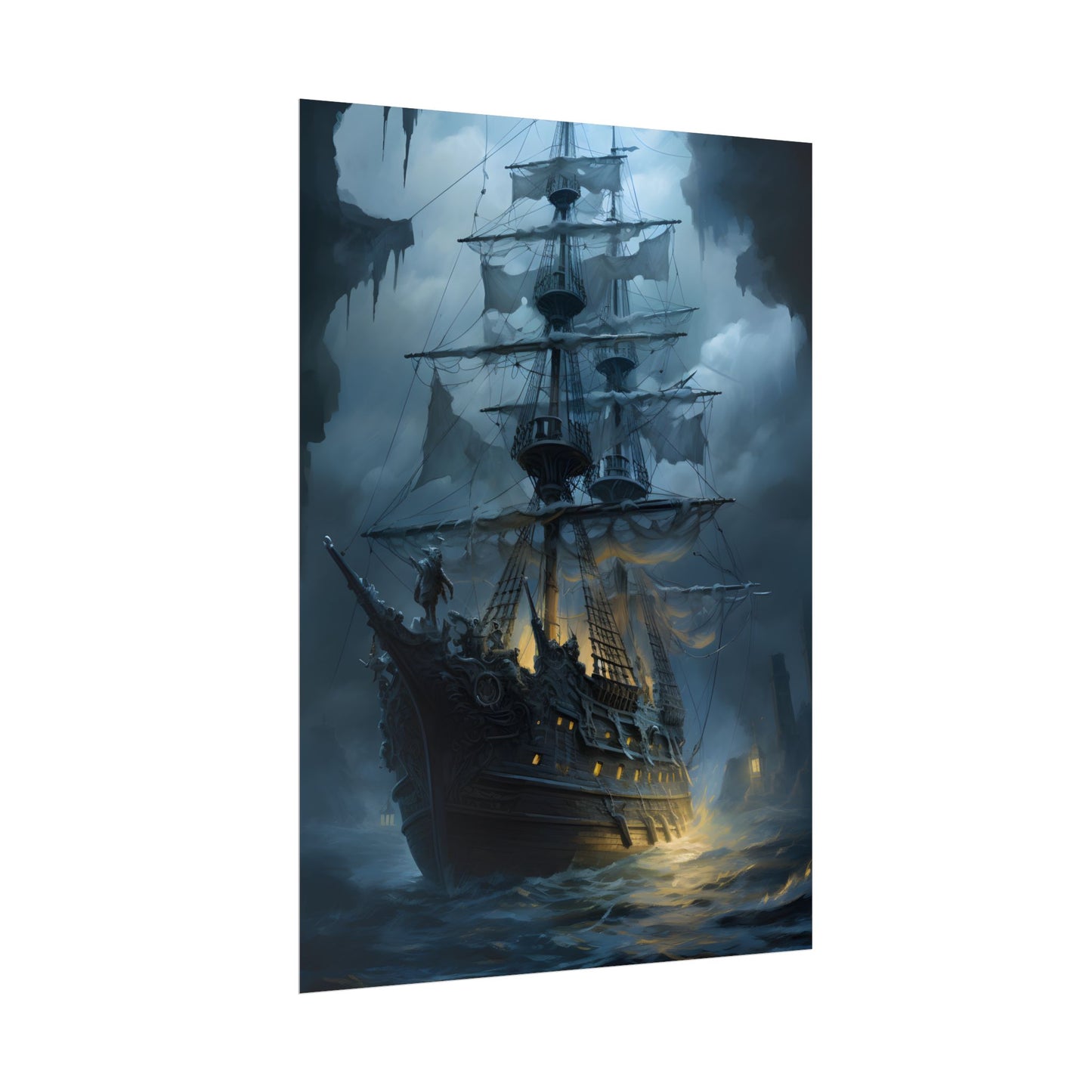 Ghost Pirate Sails: Mysterious Ocean Artwork - Poster