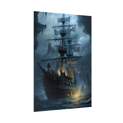 Ghost Pirate Sails: Mysterious Ocean Artwork - Poster