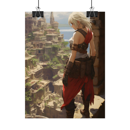 Dramatic Anime Female: Birds Eye View Illustration - Poster