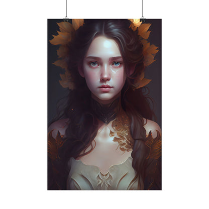 Brown Hair Female Portrait: Artistic Style Digital Art - Poster