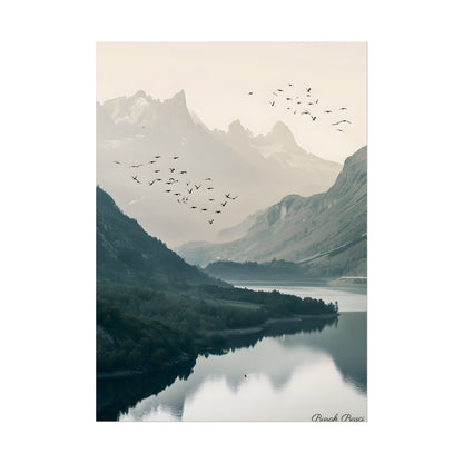 Serene Mountain Lake: A Peaceful Nature Artwork - Poster