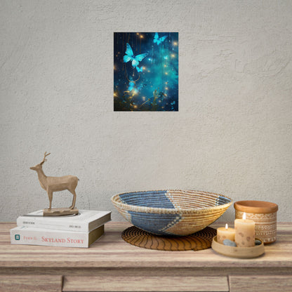 Fantasy Night Forest: Bokeh Glow Digital Artwork - Poster