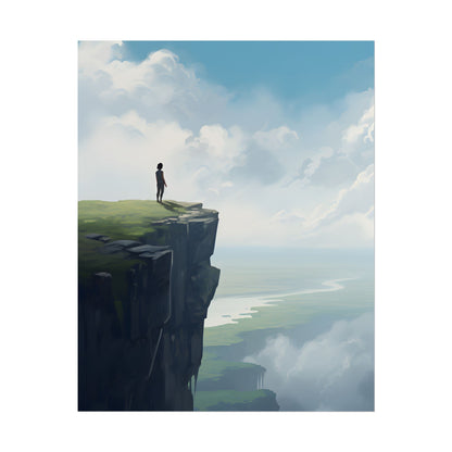 Spring Afternoon Outdoor Scene: Person Walking on Sidewalk - Poster