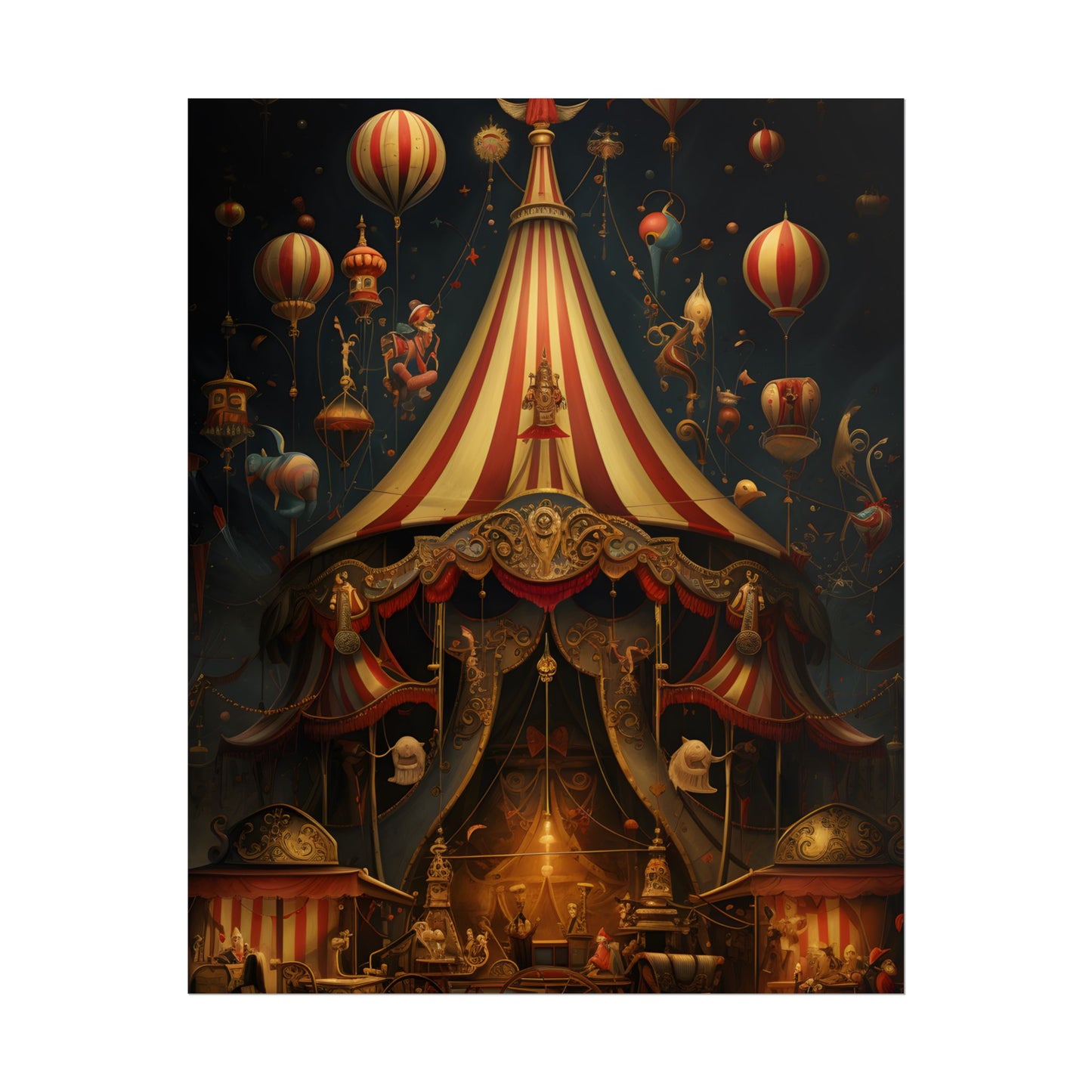 Whimsical Clockwork Circus: Fantastical Art with Vibrant Details - Poster