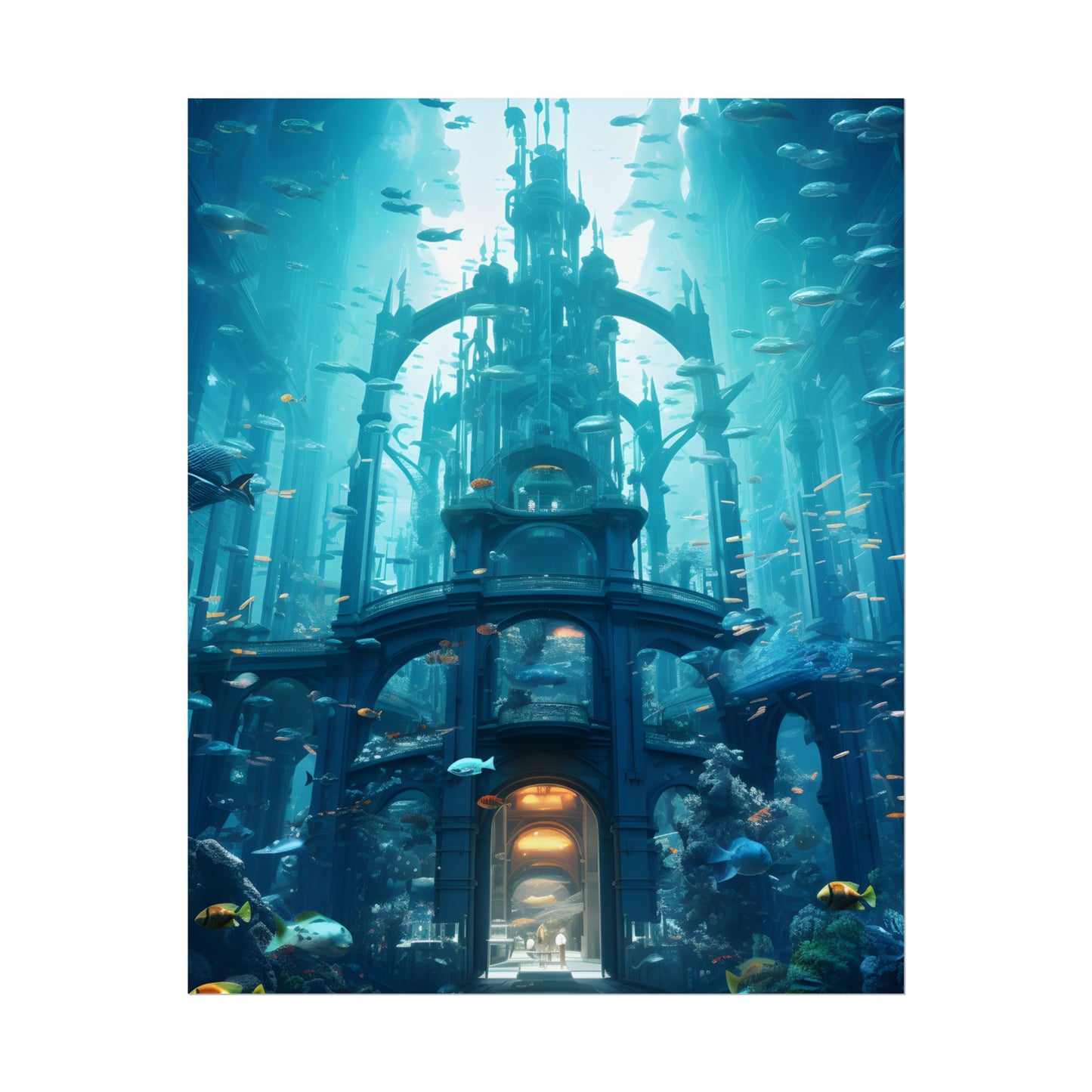 Futuristic Underwater City: Submerged Metropol Artwork - Poster
