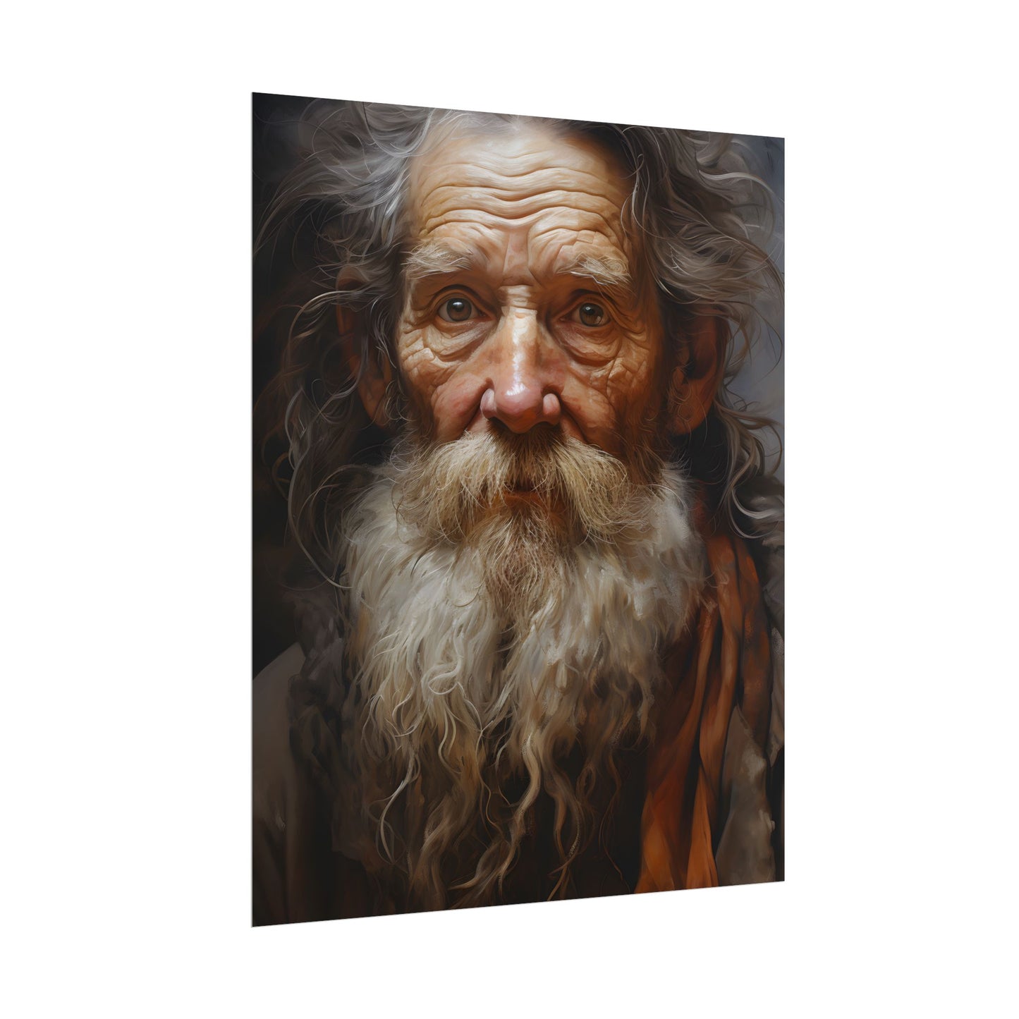 Elderly Wisdom: Realistic Portrait Art - Poster