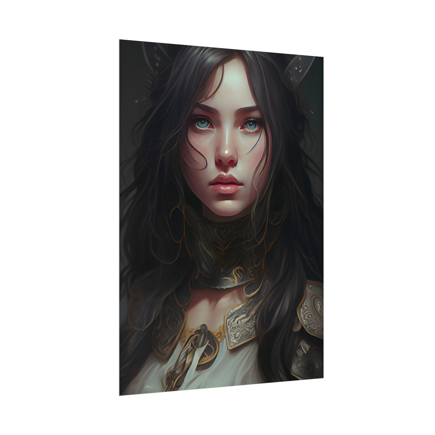 Vibrant Red Portrait: Dynamic Female Artwork - Poster
