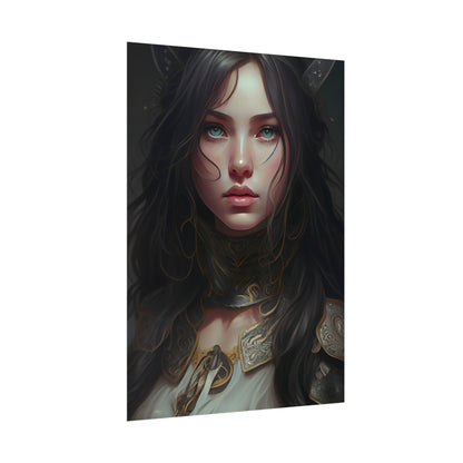 Vibrant Red Portrait: Dynamic Female Artwork - Poster