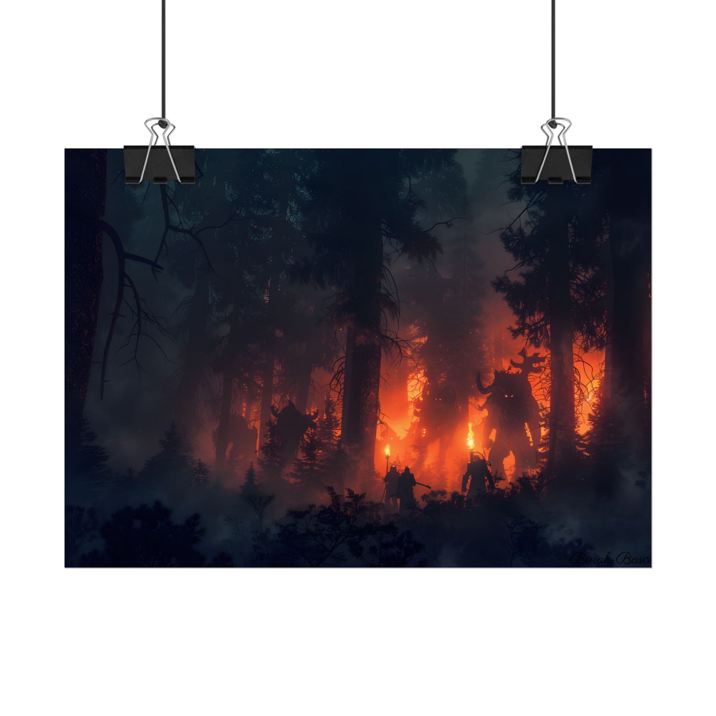 Misty Sunset Gathering: A Group in Nature's Embrace - Poster