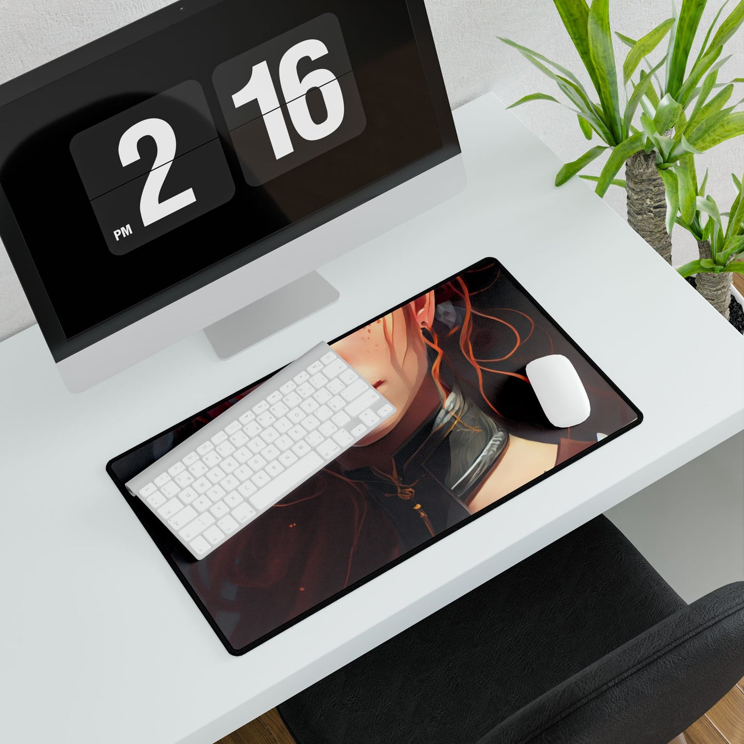 Redheaded Beauty: Formal Portrait in Dark Dress - Desk Mat
