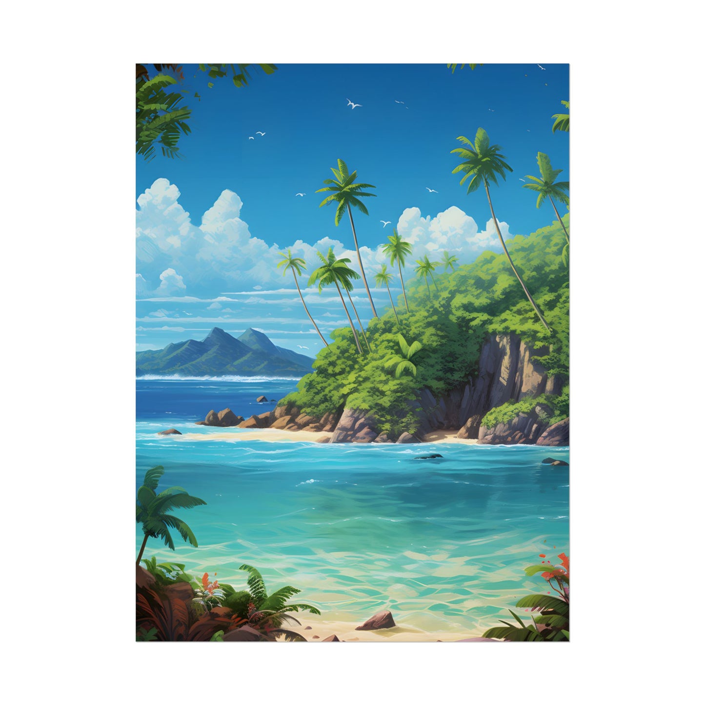 Tranquil Tropical Paradise: Calming Island Scene Art - Poster